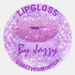 Sticker Rond Artiste de maquillage de lipgloss Produit pourpre 