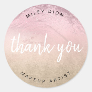 Sticker Rond Artiste de maquillage en marbre parties scintillan