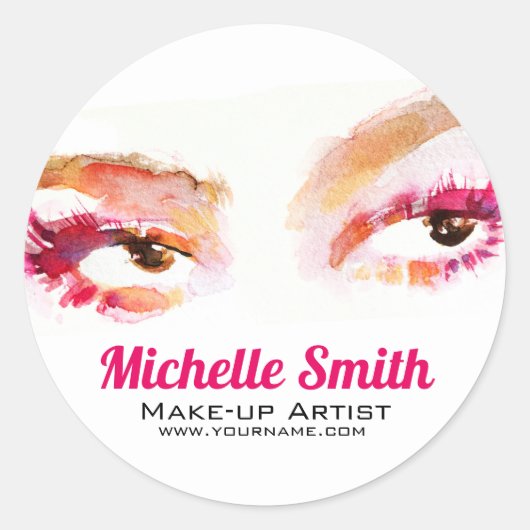Sticker Rond Artiste de maquillage oculaire rose Brown (Devant)