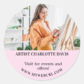 Sticker Rond Artiste designer photo QR code entreprise (Devant)