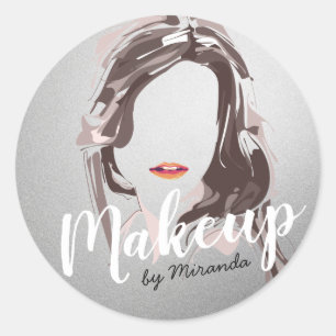 Sticker Rond Artiste maquillage moderne et coiffeuse Styliste S