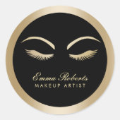 Sticker Rond Artiste maquillage moderne Salon Noir & Or (Devant)
