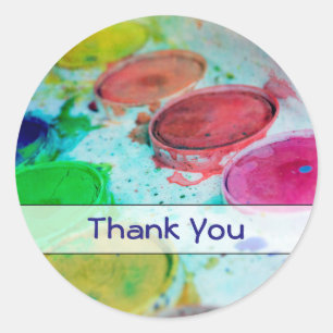 Sticker Rond Artistes Aquarelle Peinture Palette Merci