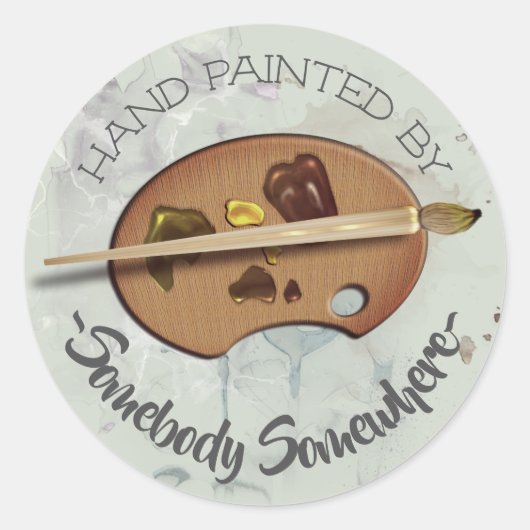 Sticker Rond Artistes peints à la main par l'étiquette (Devant)