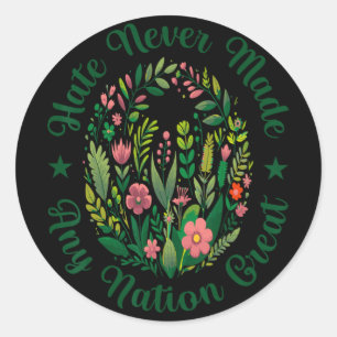 Sticker Rond Artistic Floral Democrat Président Libéral Anti Tr