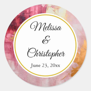 Sticker Rond Artistic Gold et rose Mariage Abstrait