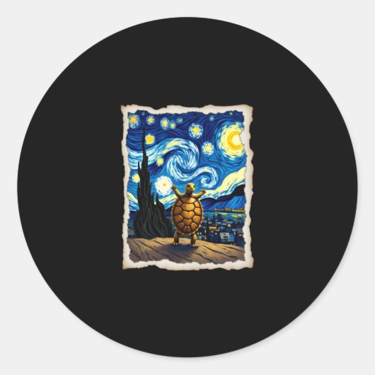 Sticker Rond Artistic Turtle Shirt Starry Night Turtle (3) (Devant)