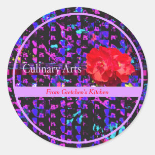 Sticker Rond Arts culinaires Purples Motif Abstrait avec Rose r