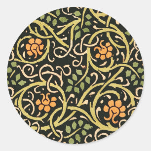 Sticker Rond Arts et artisanat vintage motif floral Roycroft