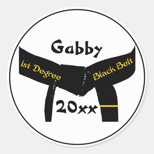 Sticker Rond Arts martiaux 1er degré Ceinture noire (Devant)