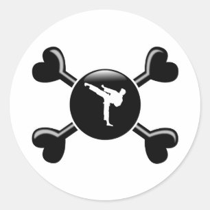 Sticker Rond Arts martiaux de Crossbones