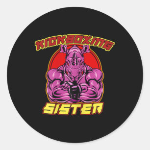 Sticker Rond Arts martiaux de la soeur de kickboxing