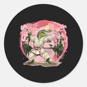 Sticker Rond Arts Martiaux Karaté Crocodile Animal MMA Taekwond