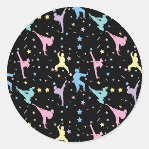 Sticker Rond Arts martiaux Karate Étoiles Abstraites Étincelles
