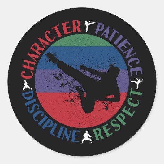 Sticker Rond Arts martiaux - Valeurs fondamentales du karaté (Devant)