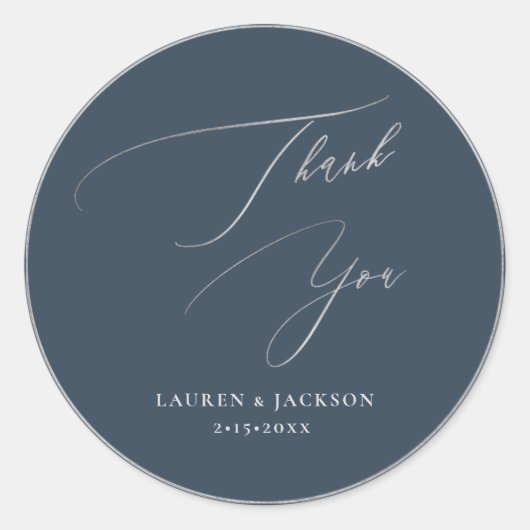 Sticker Rond ArtsApp Silver Calligraphy Merci do-it-yourself co (Devant)