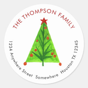 Sticker Rond Artsy Christmas Nom de retour Adresse