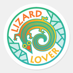 Sticker Rond Artsy Lizard Lover