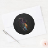 Sticker Rond Artsy Saxophone Splatz et Splash (Enveloppe)