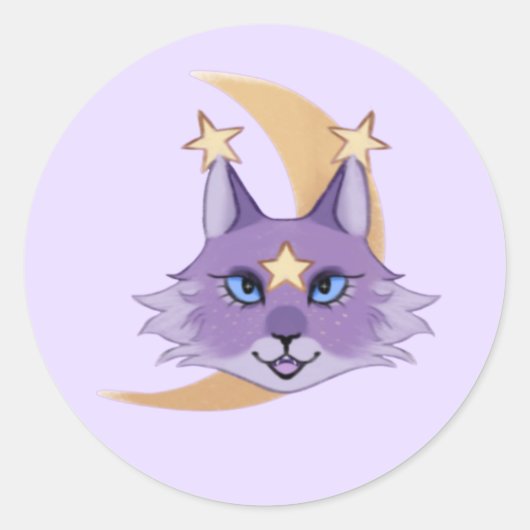 Sticker Rond Artsy Star Chat Whimsigoth (Devant)