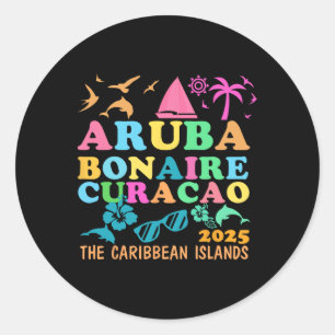 Sticker Rond Aruba Bonaire Curaçao 2025 Île Voyage Caribéen