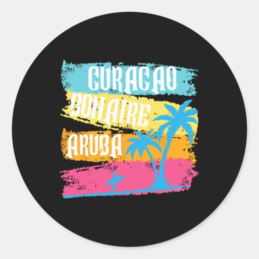 Sticker Rond Aruba Bonaire Curacao Vacances Caraïbes S (Devant)
