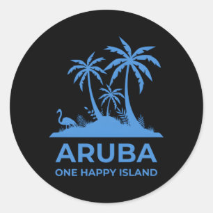 Sticker Rond Aruba One Happy Island