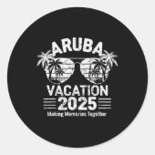 Sticker Rond Aruba Vacation 2025 Voyage en famille Tee Fun Holi (Devant)