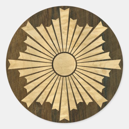 Sticker Rond Asahiko Kamon Jaune Crest Bois Veneer (Devant)