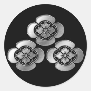 Sticker Rond Asakura Clan Kamon Argent Chrome