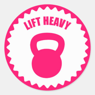 Sticker Rond Ascenseur Lourd Avec Une Kettlebell -