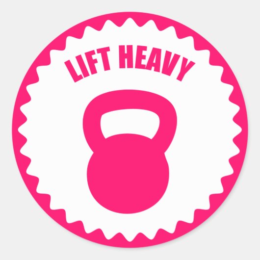 Sticker Rond Ascenseur Lourd Avec Une Kettlebell - (Devant)