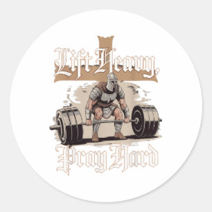 Sticker Rond Ascenseur Lourd Prière Dur Christian Warrior Gym e