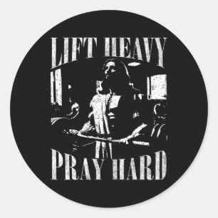 Sticker Rond Ascenseur Lourd Priez Dur Gym Jesus Christian Pour