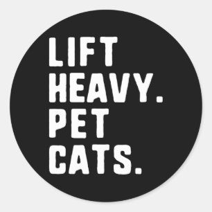 Sticker Rond Ascenseur Lourds Pet Cats Drôle Gym Entraînement P