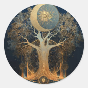Sticker Rond Ascension au clair de lune Conception de l'Arbre