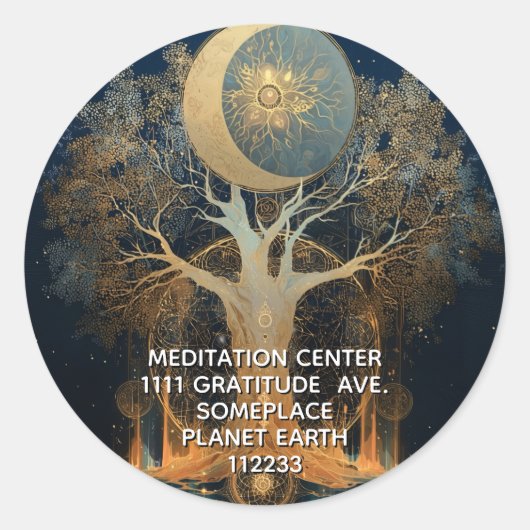 Sticker Rond Ascension au Clair de Lune | Conception de l'Arbre (Devant)