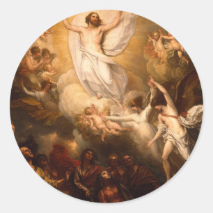 Sticker Rond Ascension du Christ avec des anges