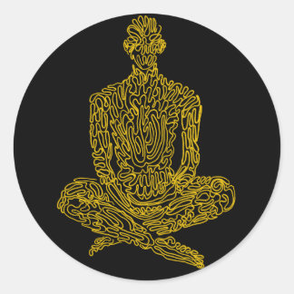 Sticker Rond Ascétique (noir avec jaune)