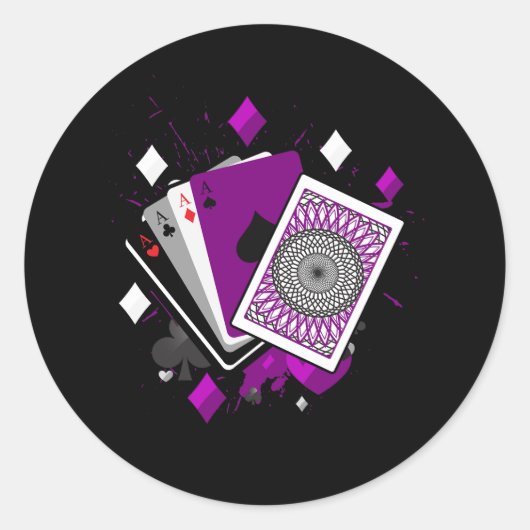 Sticker Rond Asexuality Ace Drapeau Jouer des cartes Queer Lgbt (Devant)
