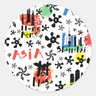 Sticker Rond Asia   Pattern