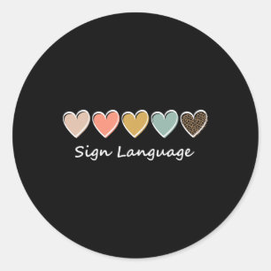 Sticker Rond ASL Alphabet American ASL Enseignant Langue de cha
