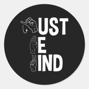 Sticker Rond ASL Alphabet American Sing Langue ASL Enseignant J