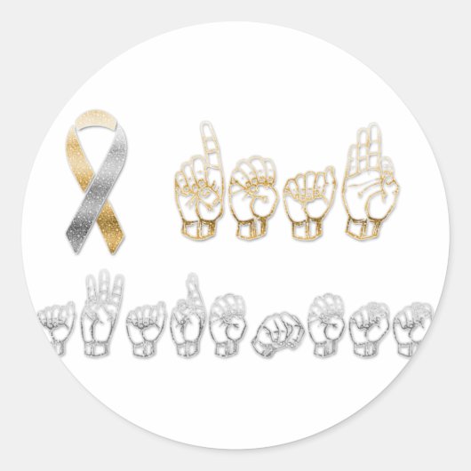 Sticker Rond ASL American Sign Language Sensibilisation des sou (Devant)