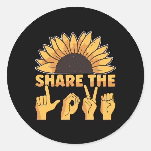 Sticker Rond ASL American Sign Language Share The Love Awards (Devant)