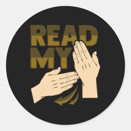 Sticker Rond Asl Hand Gesture Deaf Hearing Loss Awareness 12 (Devant)