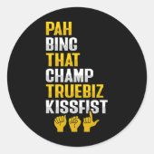 Sticker Rond Asl Hand Gesture Deaf Hearing Loss Awareness 8 (Devant)