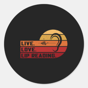 Sticker Rond ASL Live Love Lecture Lire Lire Lire Langue des si