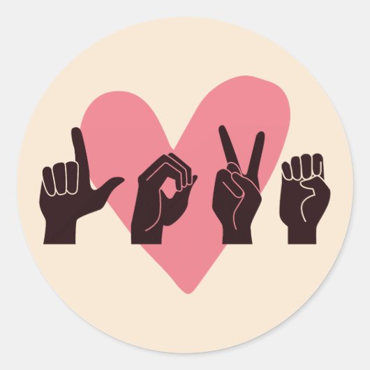 Sticker Rond ASL Love IV - Saint Valentin (Devant)