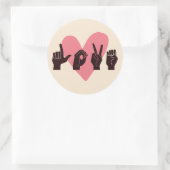 Sticker Rond ASL Love IV - Saint Valentin (Sac)